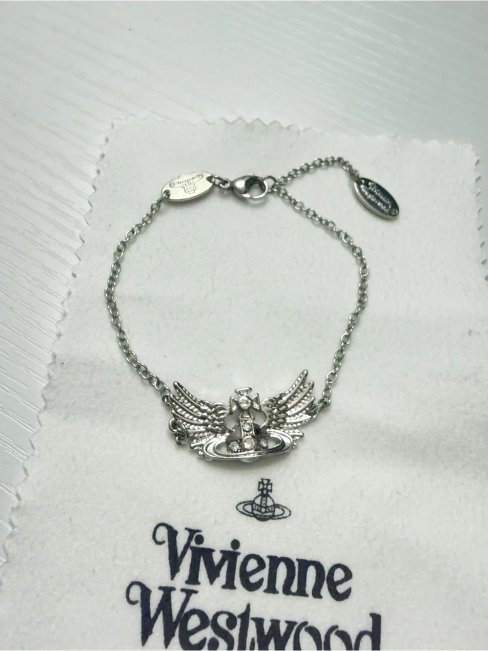 Vivienne Westwood Silver Winged Orb Charm Bracelet